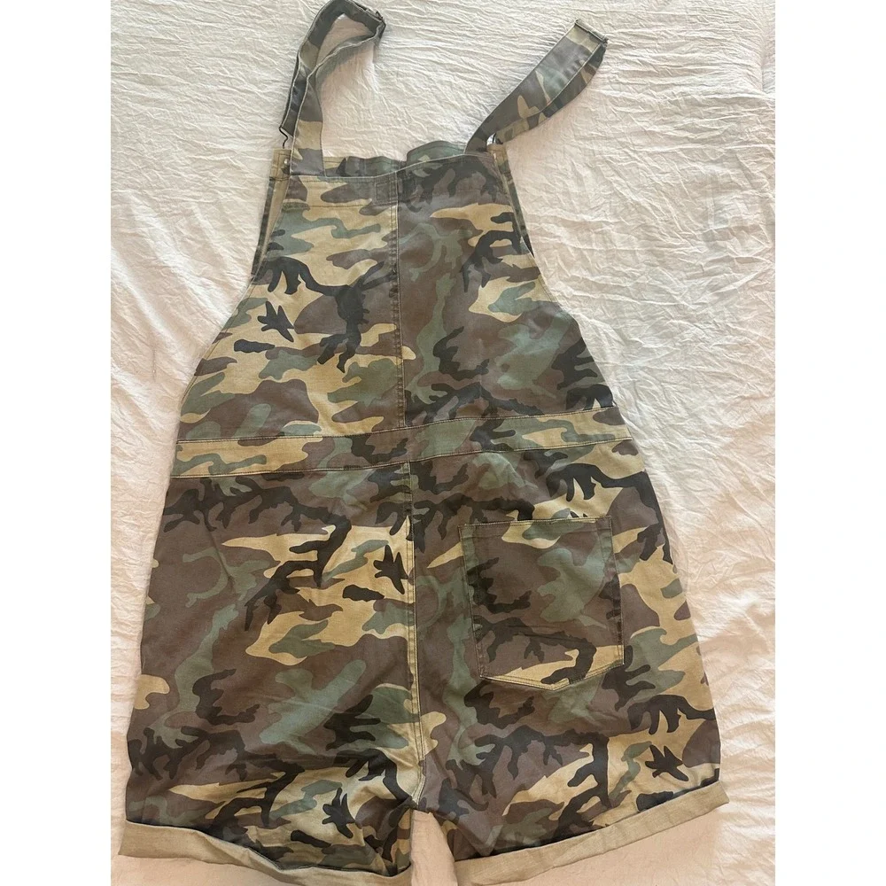 ASOS unisex Camo Print Short Dungarees Overalls Green Camouflage W38 XXL